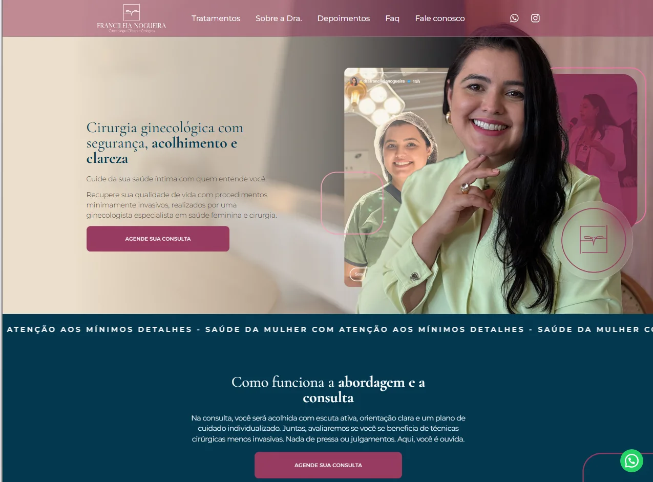 Site responsivo de clínica em celular e notebook