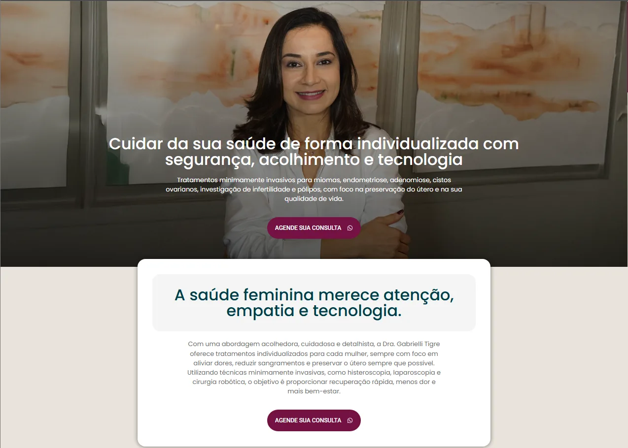 Landing page de procedimento médico criada pela MovMed